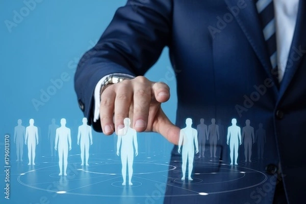 Fototapeta Selecting the ideal candidate from a network of potential employees on a digital platform