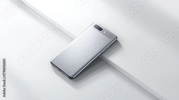 Obraz Silver smartphone device on a white surface mockup
