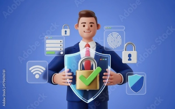 Fototapeta Digital Security and Data Protection Concepts with Icons