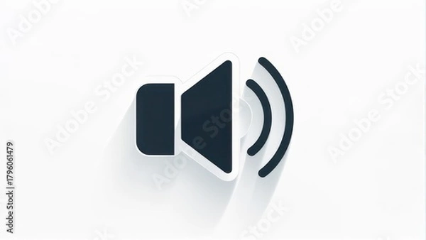 Fototapeta Volume Icon with Sound Waves on White Background.