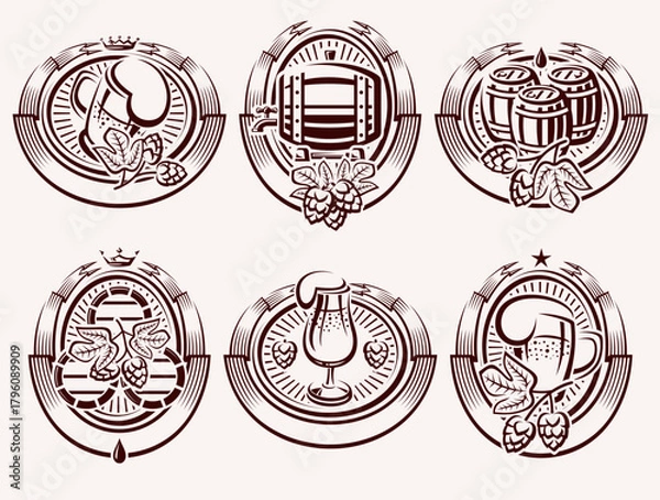 Obraz Beer labels and icon set. Collection icon beer. Vector