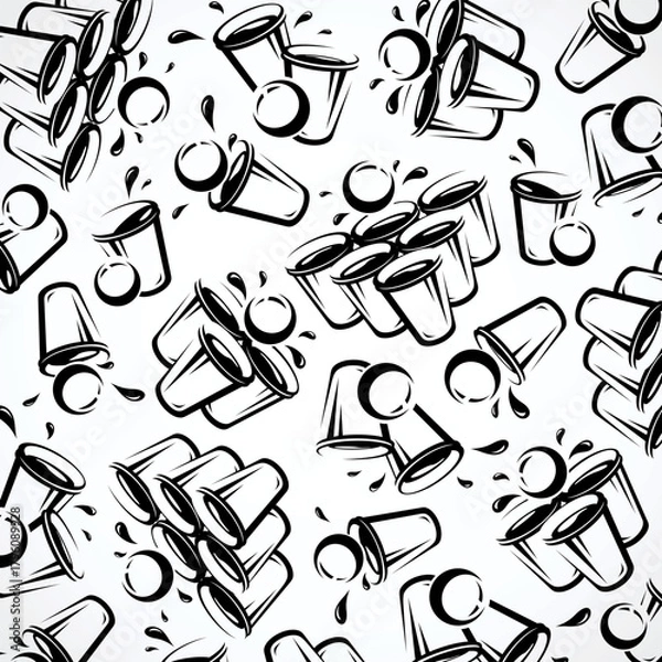 Obraz Beer pong pattern background set. Collection icon beer pong. Vector