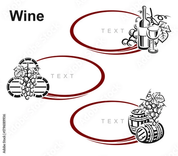 Obraz Wine labels and icon set. Collection icon Wine. Vector
