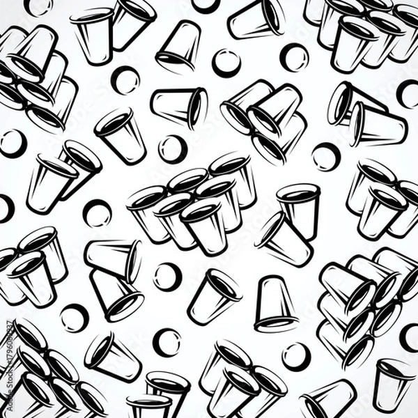 Obraz Beer pong pattern background set. Collection icon beer pong. Vector