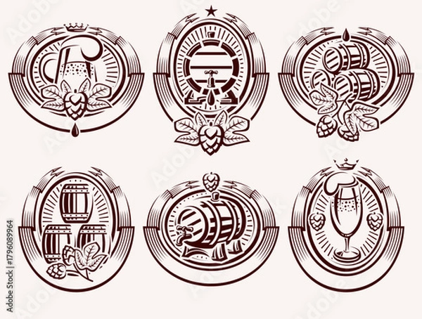 Obraz Beer labels and icon set. Collection icon beer. Vector