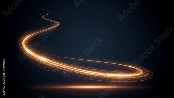 Obraz 空間を走る金色の輝く光の軌跡