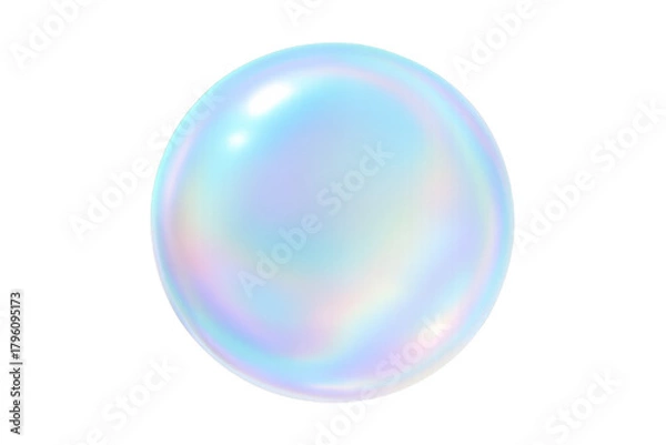 Obraz Iridescent soap bubble with reflection on transparent background
