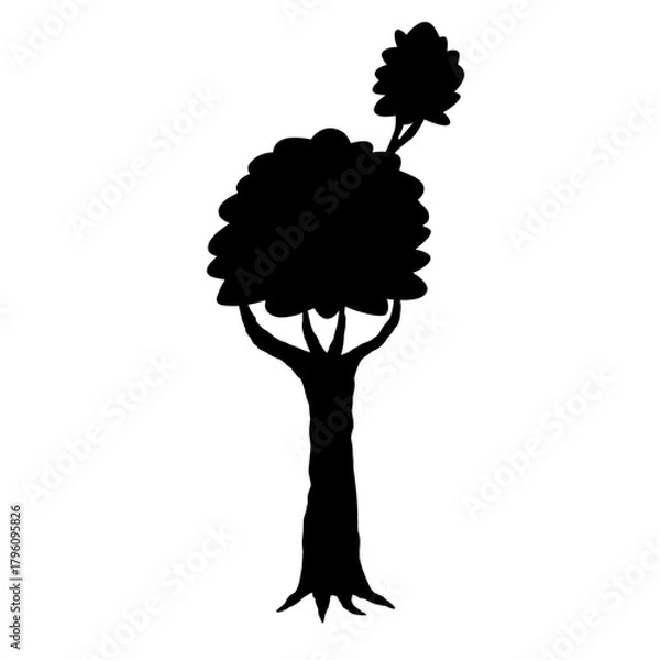 Fototapeta Flat vector illustration of a green tree, simple and clean design perfect for nature, environment, forest, and eco-themed graphics
