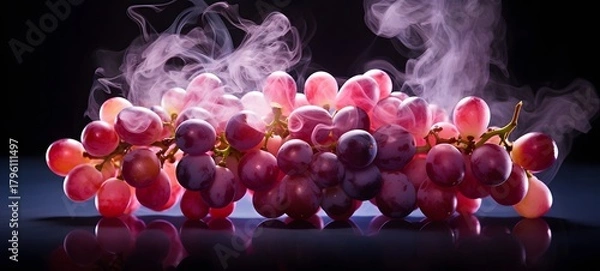 Fototapeta a light grape fruit , coming out of the smoke,generative AI