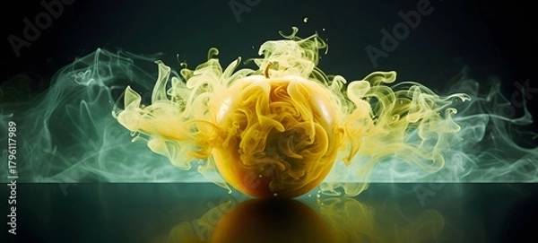 Fototapeta a light honeydew  coming out of the smoke ,generative AI