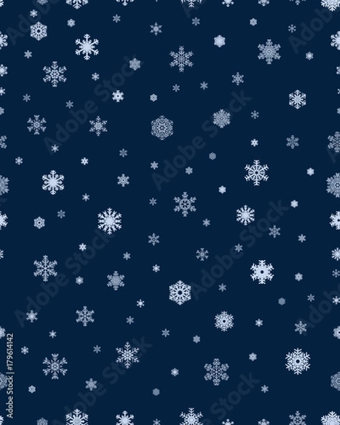 Fototapeta Christmas Snowflakes Background. Seamless pattern of snowflakes
