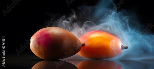 Fototapeta a light sapodilla , coming out of the smoke , highly detailed,generative AI