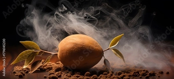 Fototapeta a light sapodilla , coming out of the smoke , highly detailed,generative AI