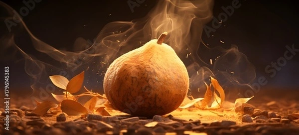 Fototapeta a light sapodilla , coming out of the smoke , highly detailed,generative AI