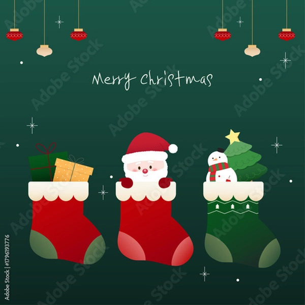 Fototapeta 홀리데이 겨울 양말 벡터 일러스트