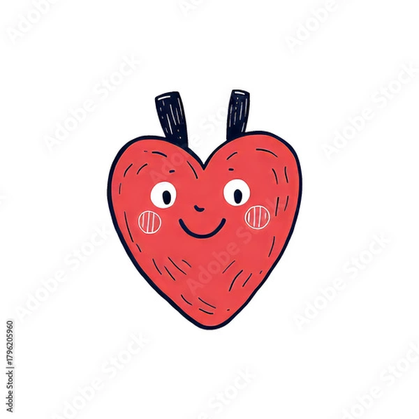 Obraz A cute animated heart with smile face.