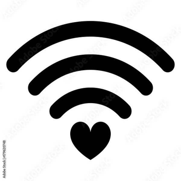 Fototapeta Heart wifi icon black