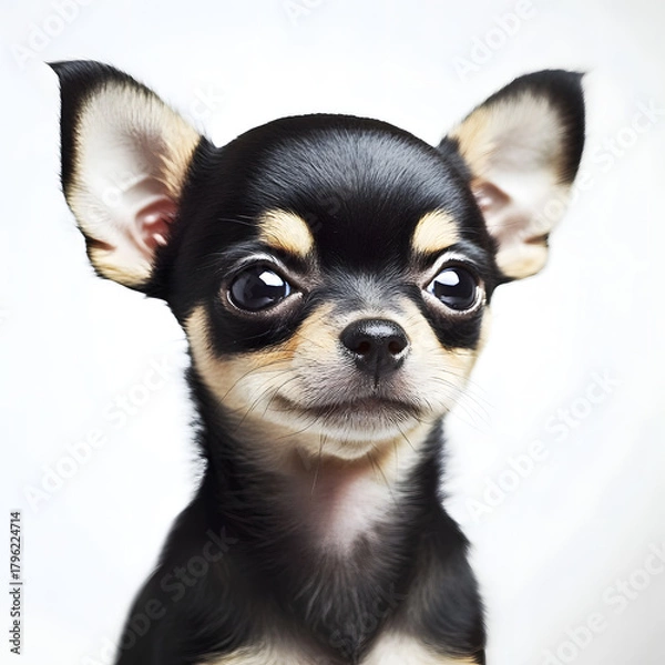 Fototapeta AI Chihuahua Puppy Portrait Isolated Clean White Light Technology Background