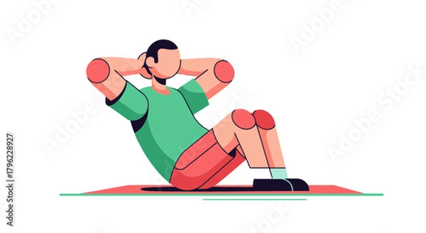 Obraz Animated Exercise Illustration: A Person Doing Crunches against A Black Background