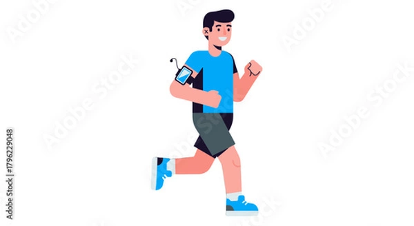 Obraz Animated Male Runner Exercising During A Fitness Session On Black Background