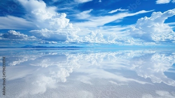 Fototapeta Sky mirrored in a vast salt flat