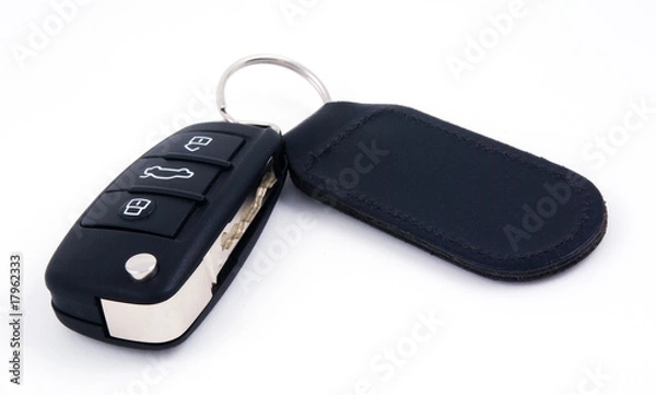 Obraz car key with leather fob and remote central locking