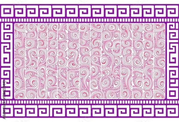 Obraz Intricate, flowing Greek key pattern, continuous border design, bronze, white