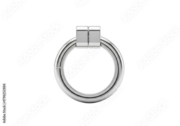 Fototapeta Silver ring drawer pull hardware isolated on transparent background
