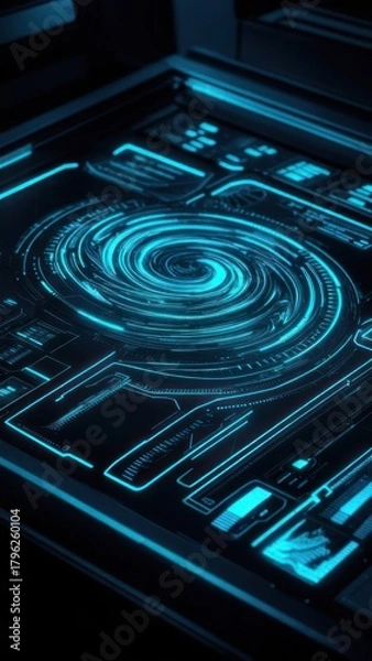 Obraz Futuristic interface with glowing digital display