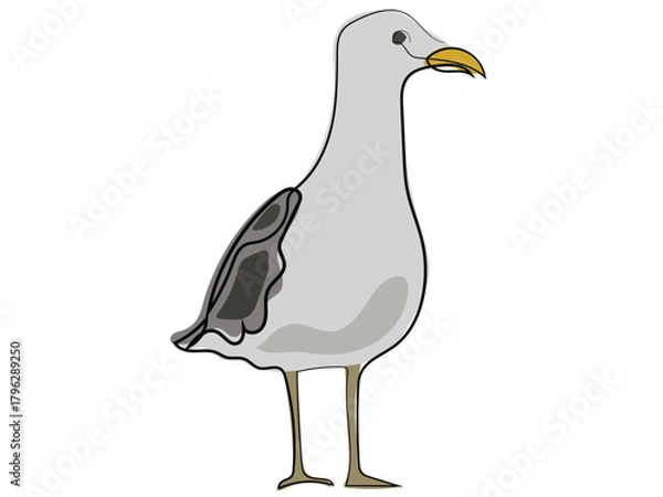 Obraz Seagull in continuous line drawing style