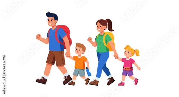 Obraz Family Hiking Together on Adventure, Bonding and Exploring Nature