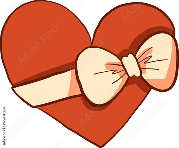 Fototapeta Flat Style Heart Shape Gift With Ribbon