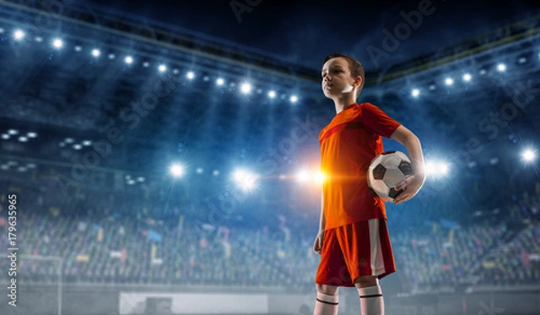 Fototapeta Little soccer champion. Mixed media