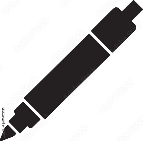 Obraz Black marker pen vector icon for writing drawing and highlighting on white background