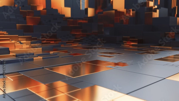 Fototapeta Modern 3D illustration combining themes of artificial intelligence, fintech