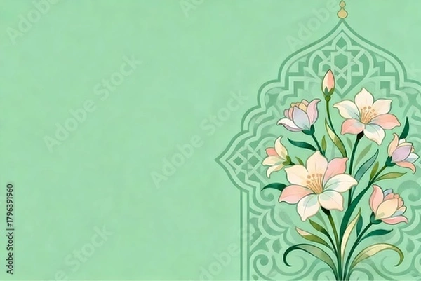 Fototapeta flat background with muslim theme