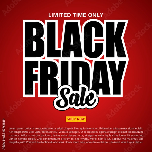 Fototapeta Black Friday sale banner on the red background