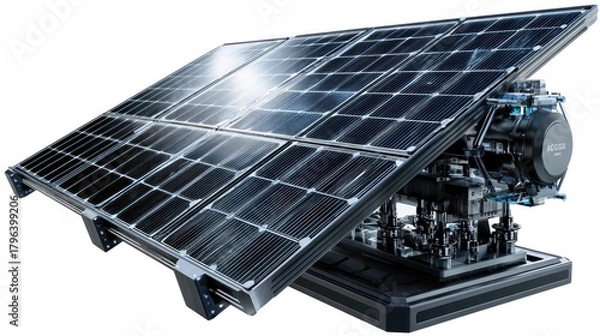 Fototapeta Solar Panel in Action: Capturing the essence of sustainability, a solar panel converts sunlight into energy, embodying the shift towards a greener future.