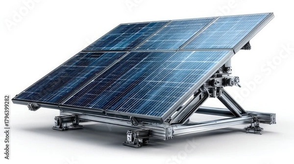 Fototapeta Solar Panel Power: A close-up shot of a modern solar panel array, capturing the technical intricacy and power of renewable energy technology.