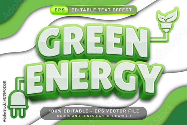 Obraz Green Energy 3d text effect and editable text effect green color