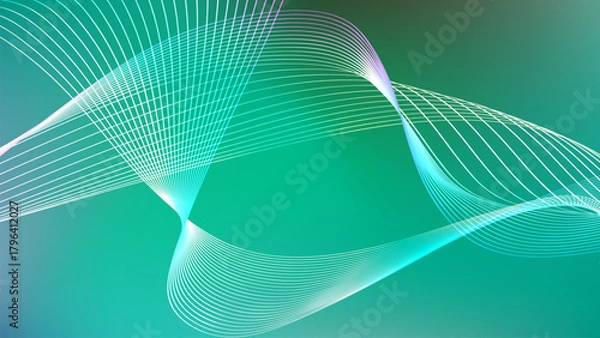 Obraz green gradient mesh abstract background with wavy lines