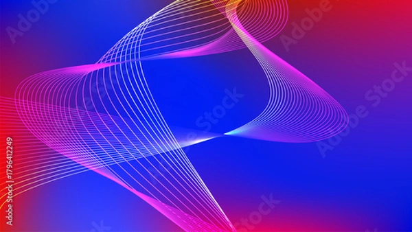 Obraz abstract blue red gradient mesh  background with wavy lines