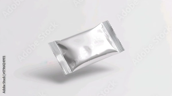 Fototapeta Artistic digital painting of a floating white foil bar mockup on a seamless white background