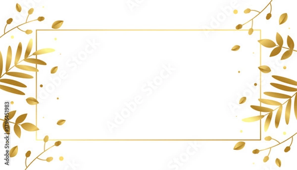 Fototapeta premium frame with golden leaves and text space