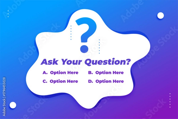 Fototapeta ask your question with multiple answer option banner for show or exam
