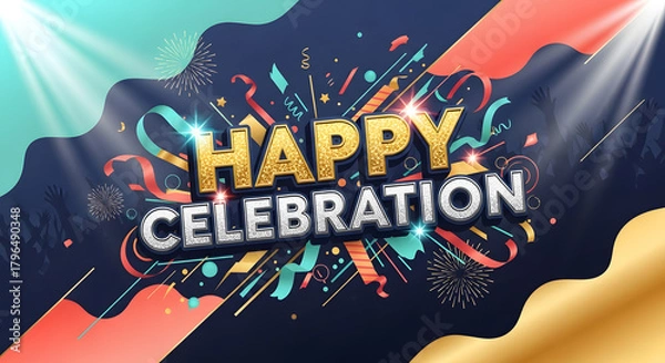 Fototapeta Get ready to celebrate with this vibrant design that brings the party to life! Perfect for birthdays, anniversaries, and any joyful occasion.