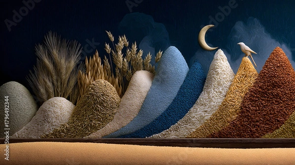 Obraz "Rice Seeds Spread South - Weight of Life", Xia-Shang-Zhou Miao Migration, Rice Seed Inheritance, Red Soil Seedling Civilization