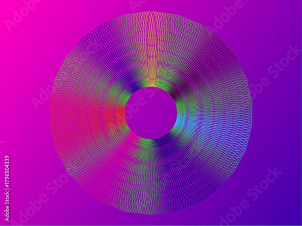 Fototapeta Stunning vibrant circle with radial lines on colorful pink and purple background, great for modern designs, visual effects, and eye-catching presentations