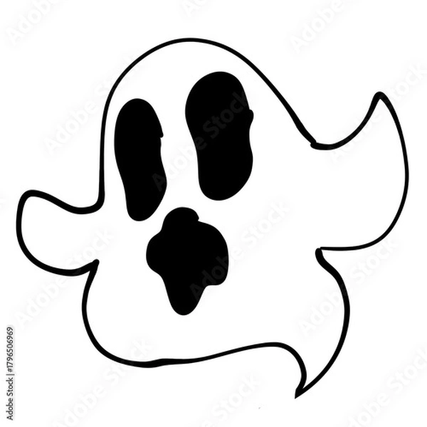 Obraz White Ghost Silhouette on Black Background