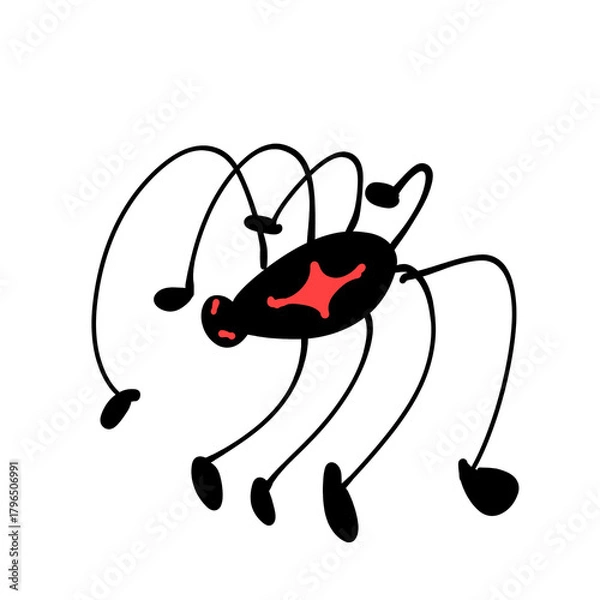 Obraz Red Spider on Black Background